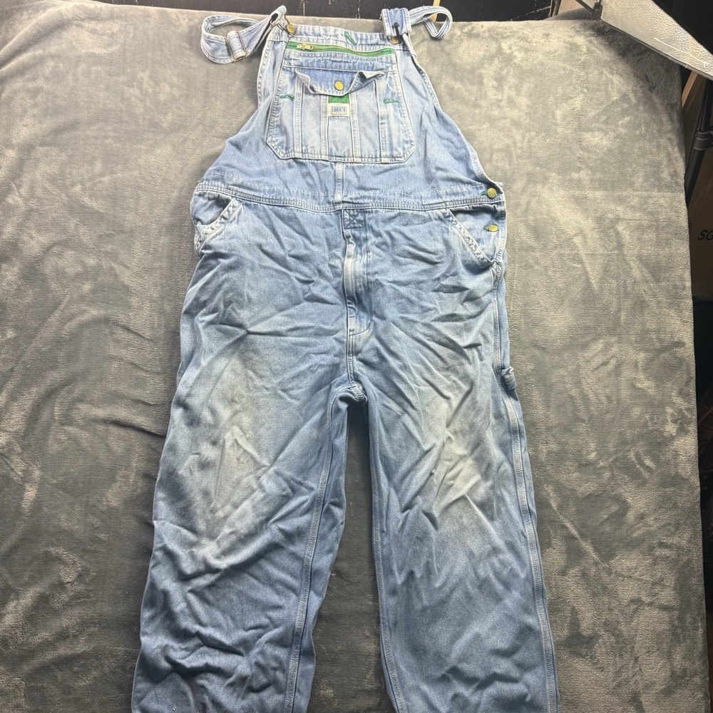 Vintage Liberty Overalls Mens 42x30 Blue Denim Bibs Work Farm Retro USA Made - Picture 1 of 8
